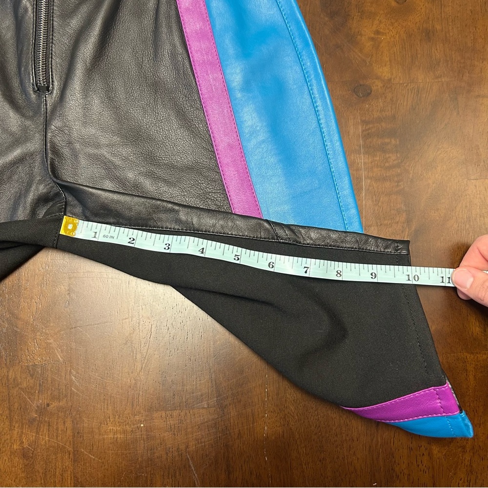 NWT ARTICA-ARBOX Blue and Purple Colorblock Leather Bike Shorts Size 0 - Picture 15 of 15